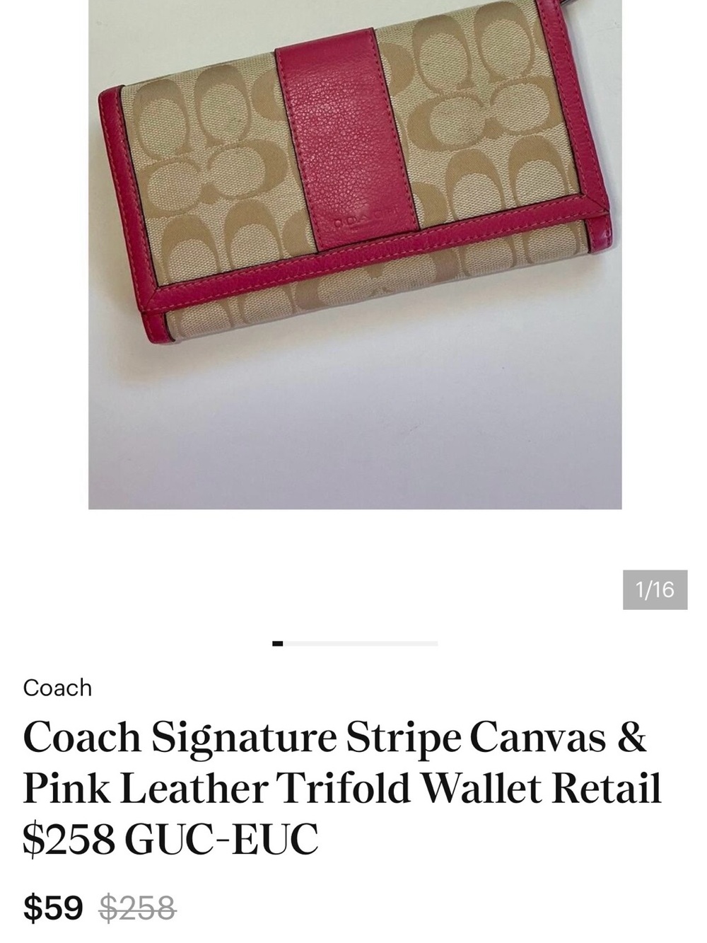 Coach Tan Signature Carrie Tote with Burgundy Leather Trim and Wallet - Picture 16 of 16